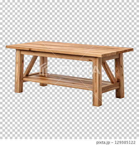 Rustic Wooden Coffee Table with Simple Design and Solid Construction for Home or Office Use 129385122