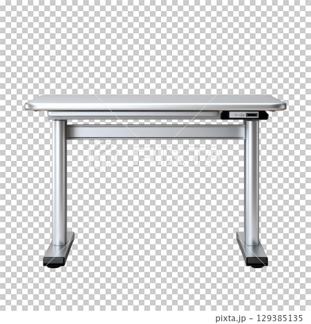 Modern Adjustable Desk with White Surface and Silver Legs for Ergonomic Workspace Setup and Home Office Use 129385135
