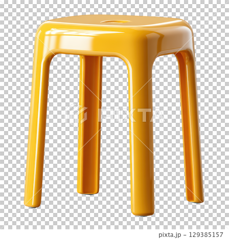 Bright Yellow Plastic Stool for Modern Indoor and Outdoor Use with a Simple Design and Sturdy Construction 129385157