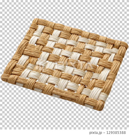 Woven Natural Fiber Mat with Brown and White Design for Home Decor and Kitchen Use 129385388
