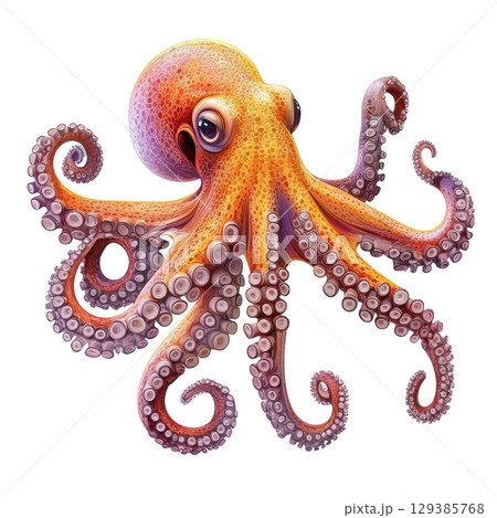 Octopus Illustration with transparent background 129385768