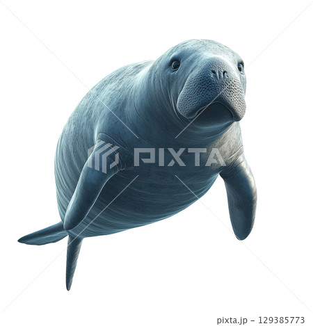 Manatee Portrait with transparent background 129385773