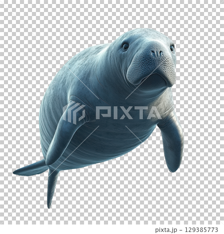 Manatee Portrait with transparent background 129385773