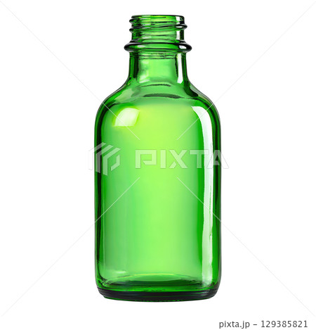 Clear Glass Bottle with Bright Green Tint Ideal for Creative Product Display and Minimalist Designs 129385821