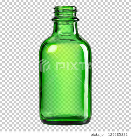 Clear Glass Bottle with Bright Green Tint Ideal for Creative Product Display and Minimalist Designs 129385821