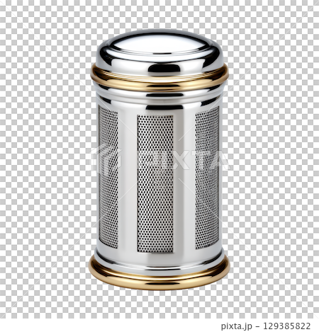 Elegant Modern Trash Can with Stainless Steel Finish and Gold Accents for Home and Office Use 129385822