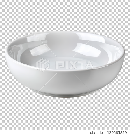 Simple and Elegant White Ceramic Bowl for Serving Food, Dining, and Kitchen Use with Smooth Glossy Finish 129385839