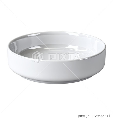Elegant White Ceramic Bowl for Serving Salads or Desserts in a Minimalistic Design with Smooth Finish 129385841