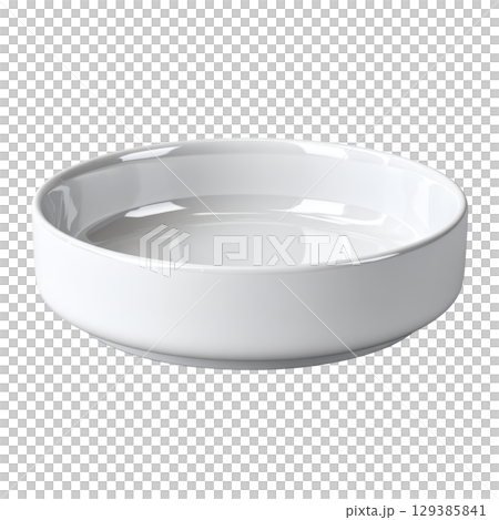 Elegant White Ceramic Bowl for Serving Salads or Desserts in a Minimalistic Design with Smooth Finish 129385841