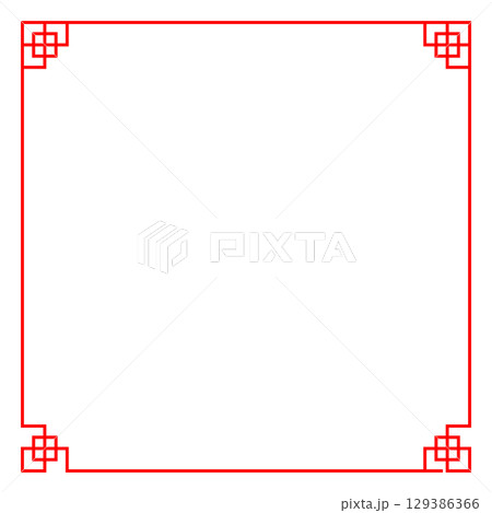アジア・中国・中華風フレーム　赤　背景　Asian knot frames and 129386366