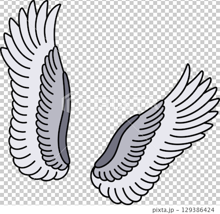 Grey fluffy bird wings 129386424