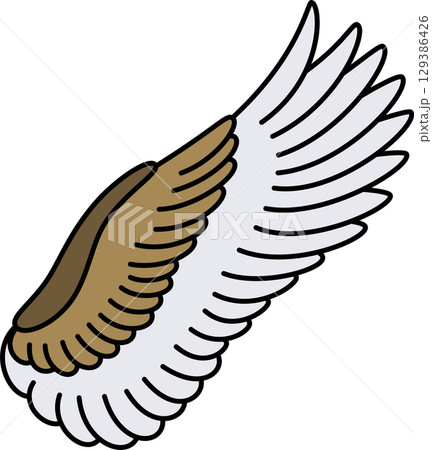 灰色と茶色のフワフワな鳥の翼 129386426