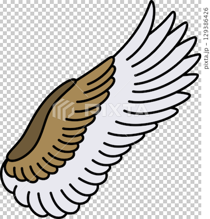 灰色と茶色のフワフワな鳥の翼 129386426