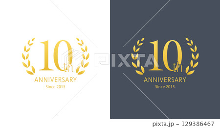 10周年記念のアニバーサリー用ベクターアイコン。金色、高級感、ベーシックなデザイン 10周年記念のアニバーサリー用ベクターアイコン。金色、高級感、ベーシックなデザイン 129386467