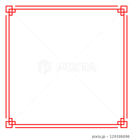 アジア・中国・中華風フレーム　赤　背景　Asian knot frames and 129386896