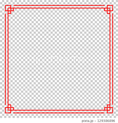 アジア・中国・中華風フレーム　赤　背景　Asian knot frames and 129386896