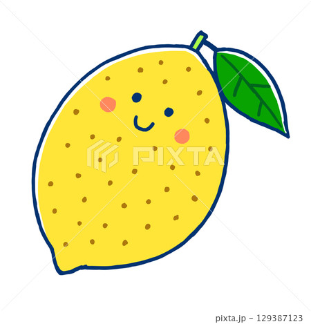 にっこり顔のレモンのイラスト 129387123