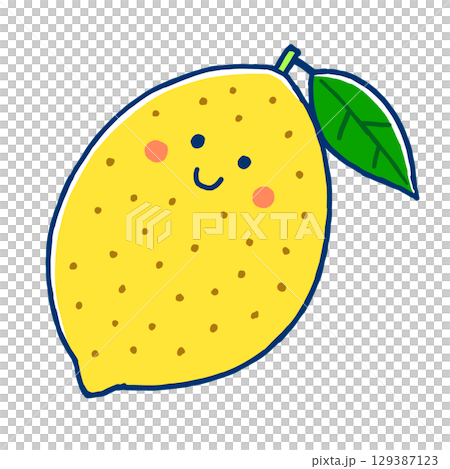 にっこり顔のレモンのイラスト 129387123