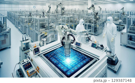 最先端の半導体製造クリーンルーム 最先端の半導体製造クリーンルーム 129387148
