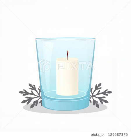 Elegant New Year's candle holder with snowflakes, winter decor Elegant New Year's candle holder with snowflakes, winter decor 129387376