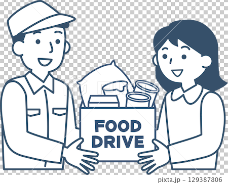 參加食物募捐活動的人們 129387806