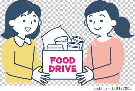 フードドライブに参加する女性たち 129387809
