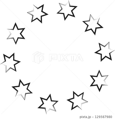 Hand drawn ink stars, icon, symbol, logo. Doodle sketchy brush style 129387980