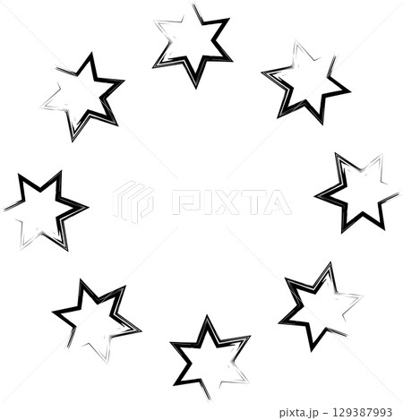 Hand drawn ink stars, icon, symbol, logo. Doodle sketchy brush style 129387993