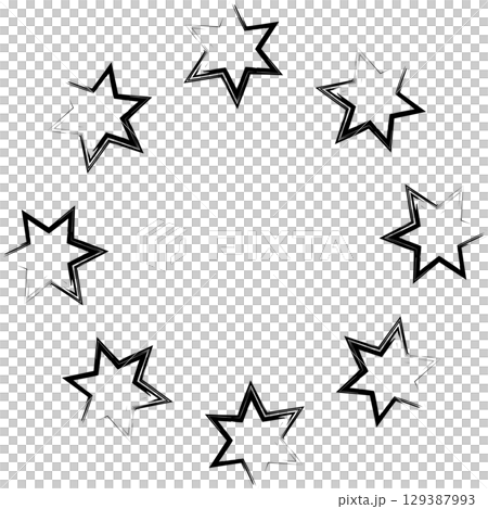 Hand drawn ink stars, icon, symbol, logo. Doodle sketchy brush style 129387993