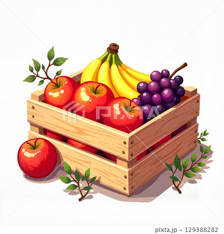 Colorful fruit crate filled with fresh harvest, vibrant abundance 129388282