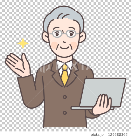 Businessman guiding while holding a computer 3 Businessman guiding while holding a computer 3 129388365