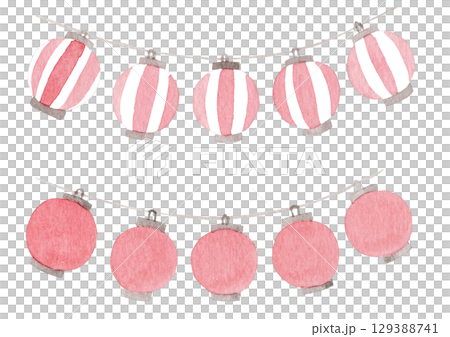 【水彩】提灯のガーランドのイラスト 【水彩】提灯のガーランドのイラスト 129388741