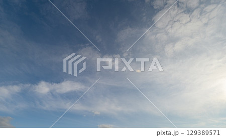 A Beautiful Sky Displaying Scattered Clouds and Vibrant Colors Overhead Plus Clarity 129389571