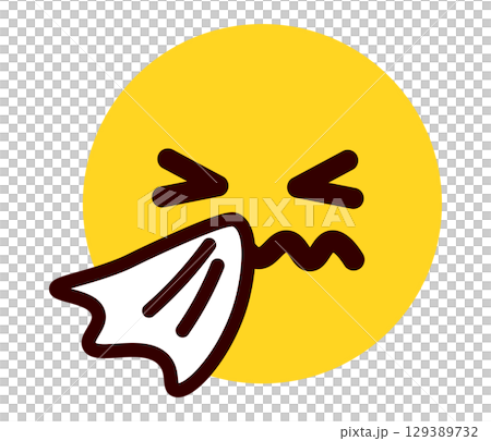 Sneezing/Illness Emoji, Emoticon, Facial Expression Illustration Sneezing/Illness Emoji, Emoticon, Facial Expression Illustration 129389732