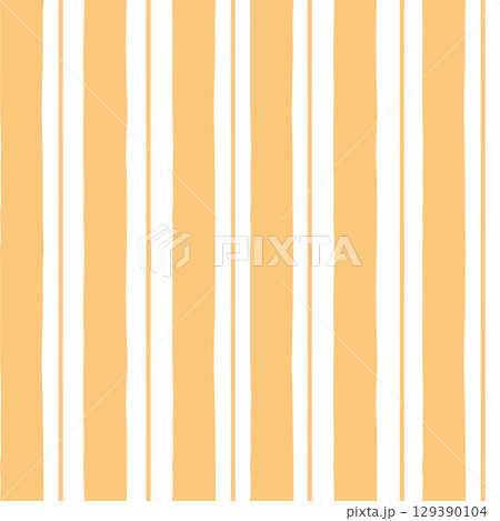 Seamless vertical striped pattern in sandy yellow tones, hand drawn vector image 129390104