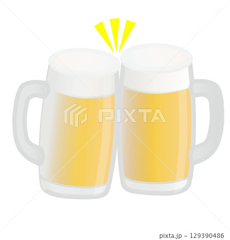 ビールで乾杯のイラスト 129390486
