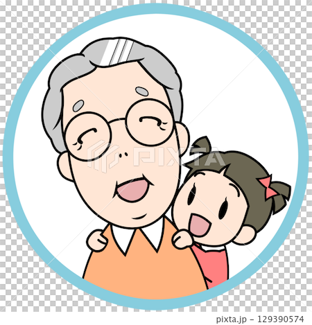 爺爺很高興讓孫子按摩肩膀 129390574