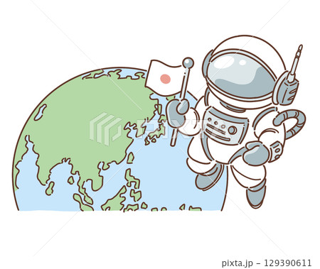 地球と宇宙飛行士のイラスト 129390611
