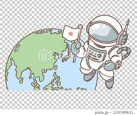 地球と宇宙飛行士のイラスト 129390611