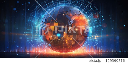 globe world earth map planet city, ai 129390816