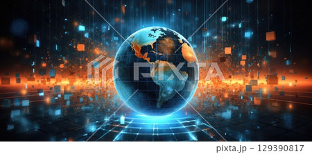 globe world earth map planet city, ai 129390817