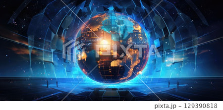 globe world earth map planet city, ai 129390818