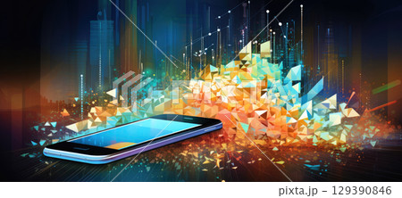 abstract digital business city smart phone, ai abstract digital business city smart phone, ai 129390846