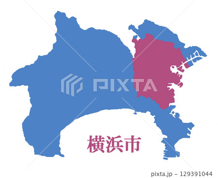 神奈川県 横浜市 地図 イラスト 神奈川県 横浜市 地図 イラスト 129391044