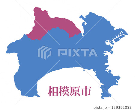 神奈川県　相模原市　地図　イラスト 129391052
