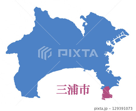 神奈川県　三浦市　地図　イラスト 129391073