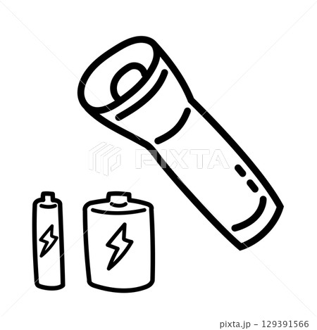 防災の日に使える防災グッズアイコン　懐中電灯セット 129391566