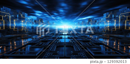 futuristic cyber buildings tech concept, ai 129392013