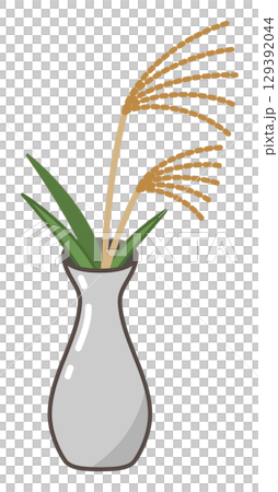 Illustration of Japanese pampas grass in a vase Illustration of Japanese pampas grass in a vase 129392044