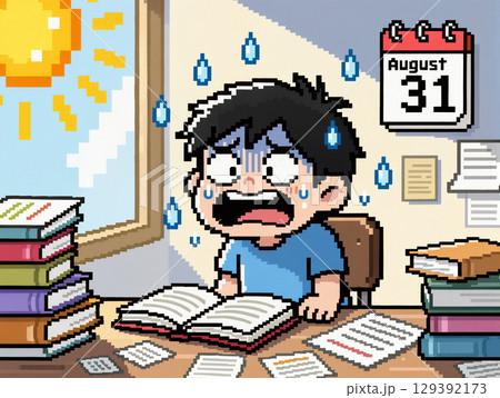 終わらない宿題　終わる夏休み 129392173